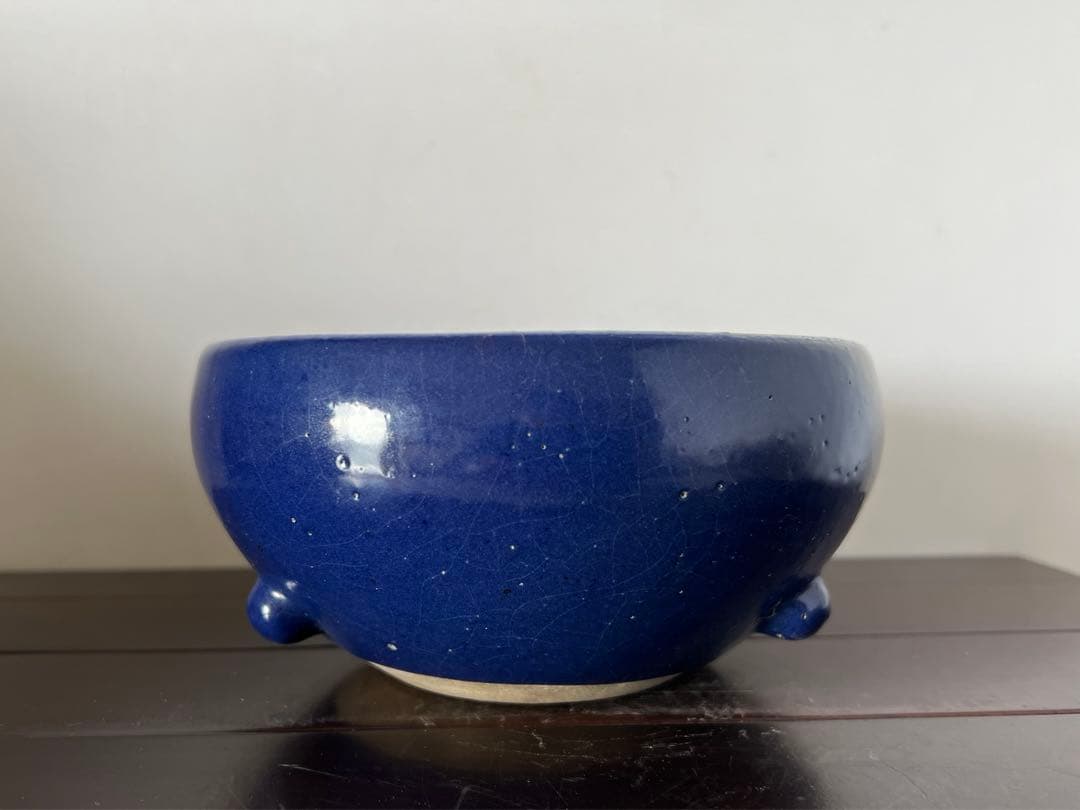 中国古美術•文房具•清時代蓝釉香炉：XG44-1