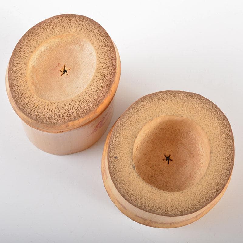 茶道具　古竹　蓋置　一双　紫野　松長剛山書付箱　V　R6466