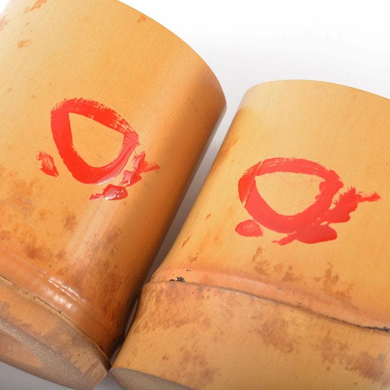 茶道具　古竹　蓋置　一双　紫野　松長剛山書付箱　V　R6466