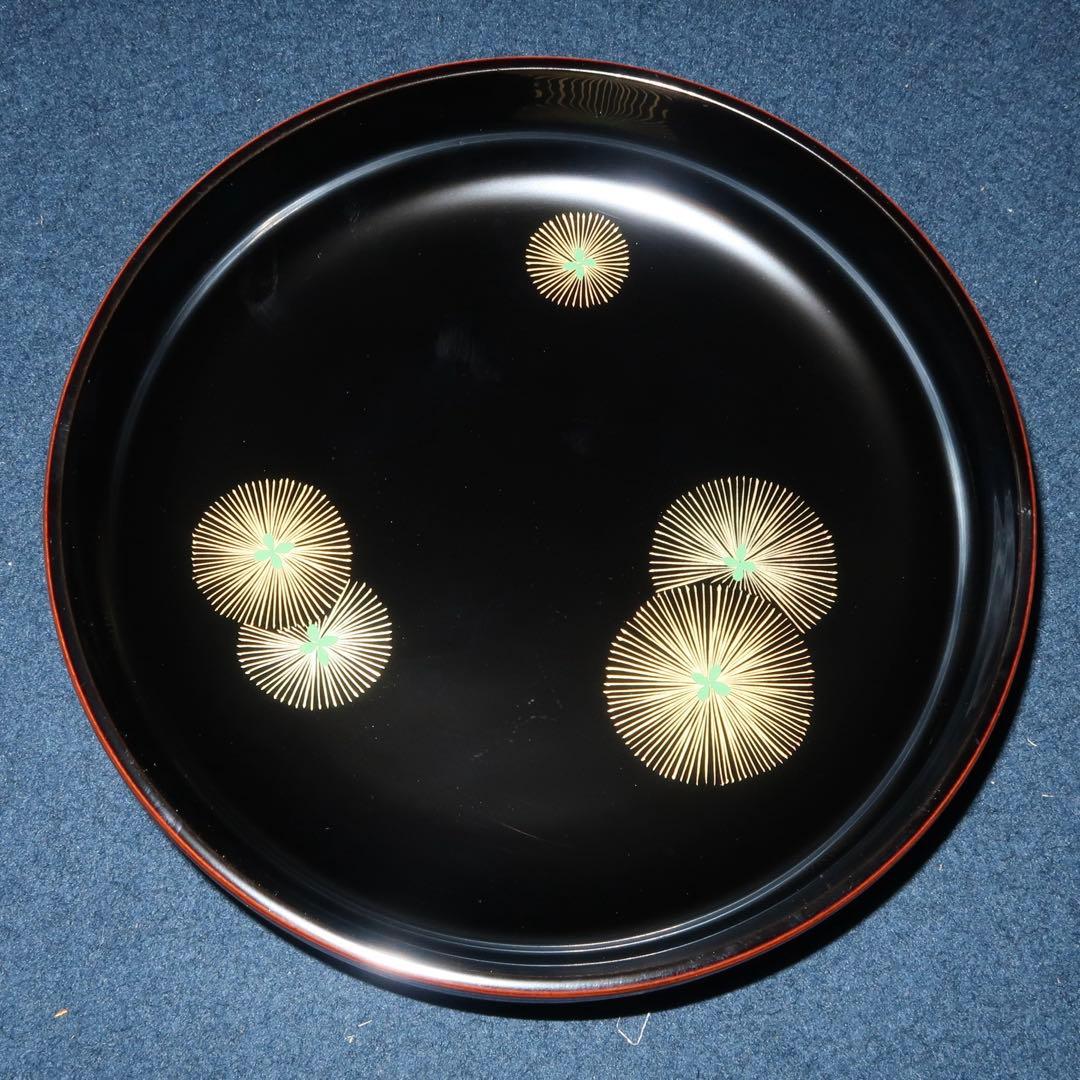 【茶道具】溜ロクロ目丸食籠　木箱なし