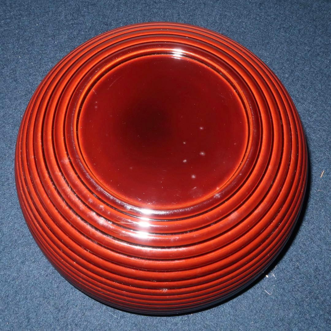 【茶道具】溜ロクロ目丸食籠　木箱なし