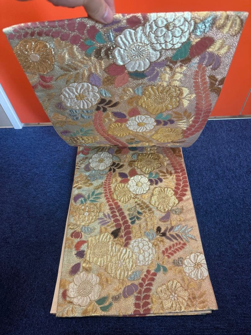 1937 袋帯 古代彫金紋  西陣織   金糸　高級上質上品　約440cm未使用