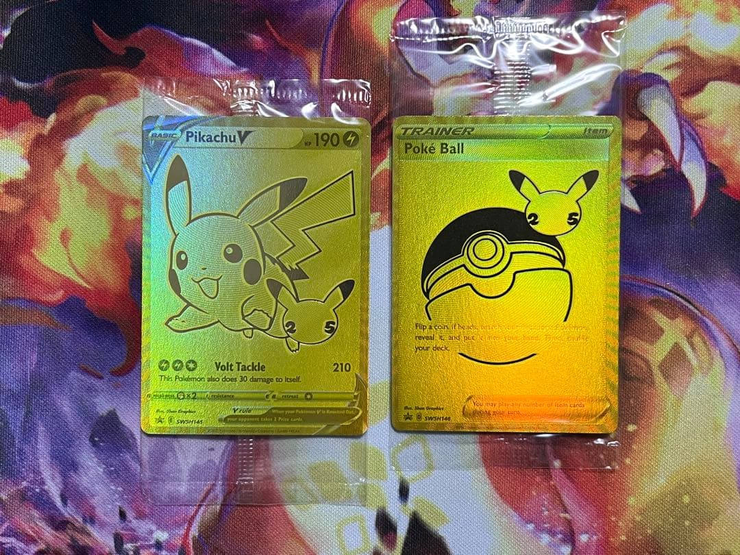 英語版 ゴールデン ピカチュウV モンスターボール ２枚セット 25th プロモ