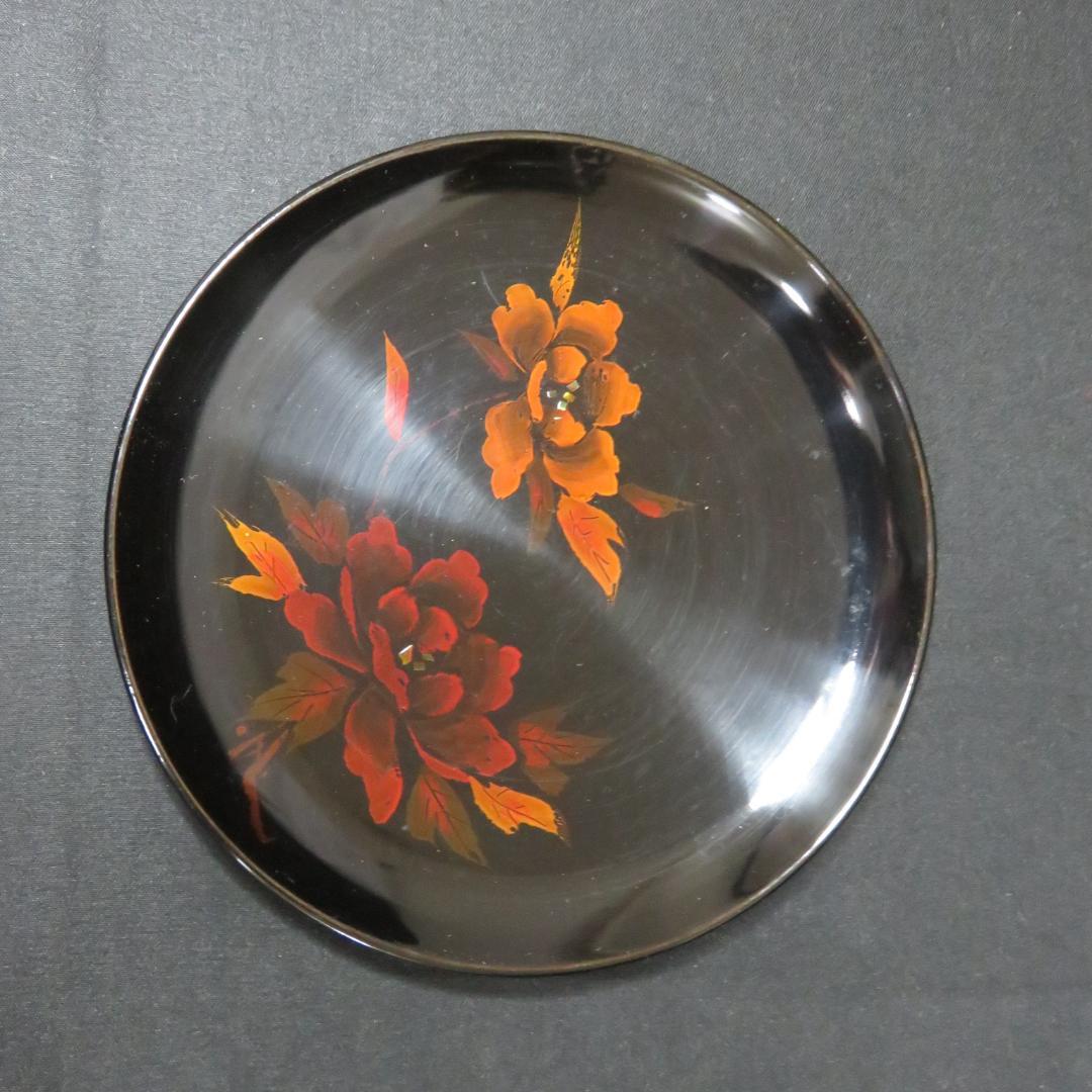 菓子盆 銘々皿 螺鈿 箸 木箱 共箱 漆器 花文様