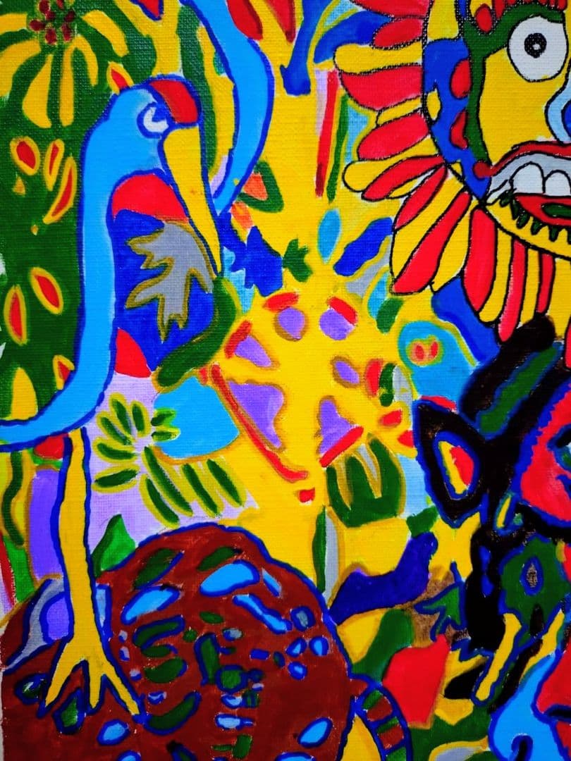 【F6号】ジミー大西【サークル】手描き/表裏サイン有/油彩/アクリル/絵画/額縁