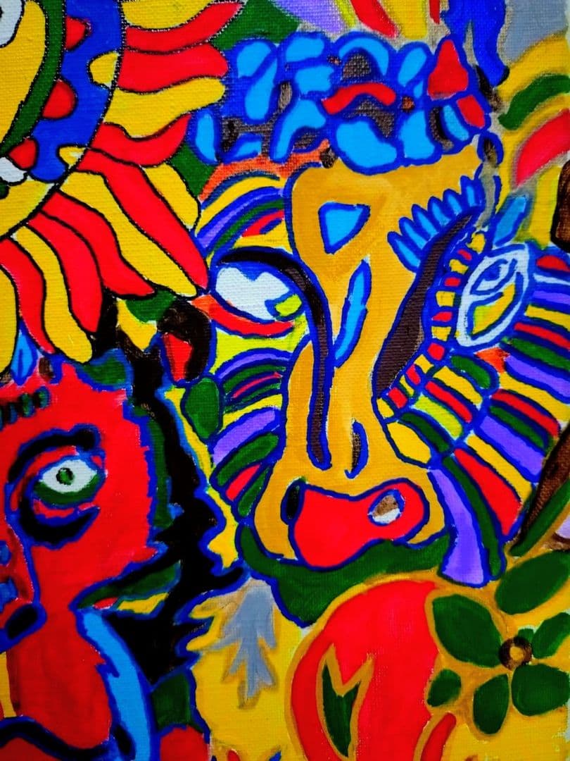 【F6号】ジミー大西【サークル】手描き/表裏サイン有/油彩/アクリル/絵画/額縁