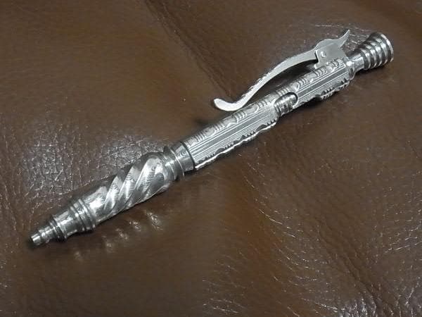 中山英俊 ボルトアクション・ボールペン ステンレスダマスカス TETORI彫金