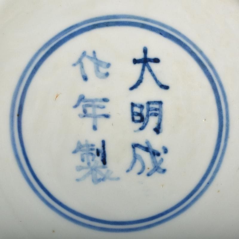 中国　大明成化年製　五彩　蓮池水鳥文瓶　V　R7087B