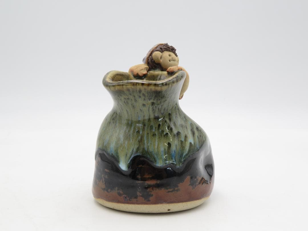 砥部焼 森元 青芳 花瓶 花入れ 小物入れ 陶器 置物 オブジェ 青芳人形