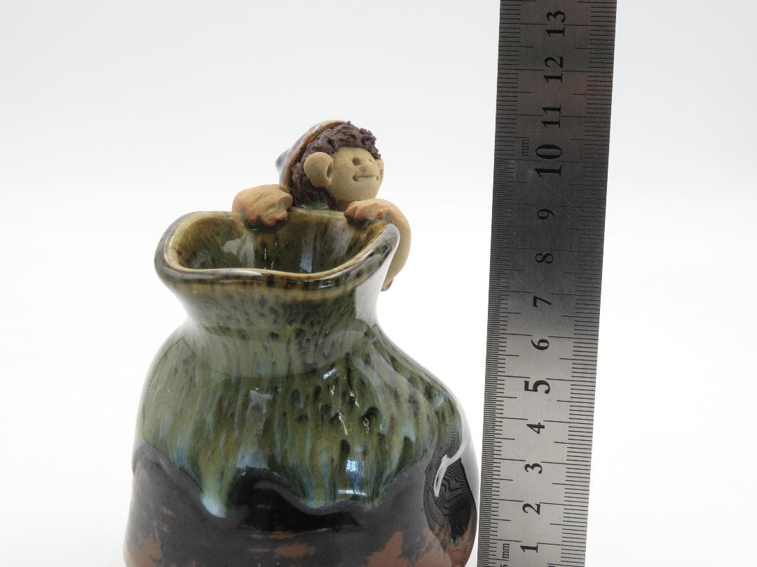 砥部焼 森元 青芳 花瓶 花入れ 小物入れ 陶器 置物 オブジェ 青芳人形