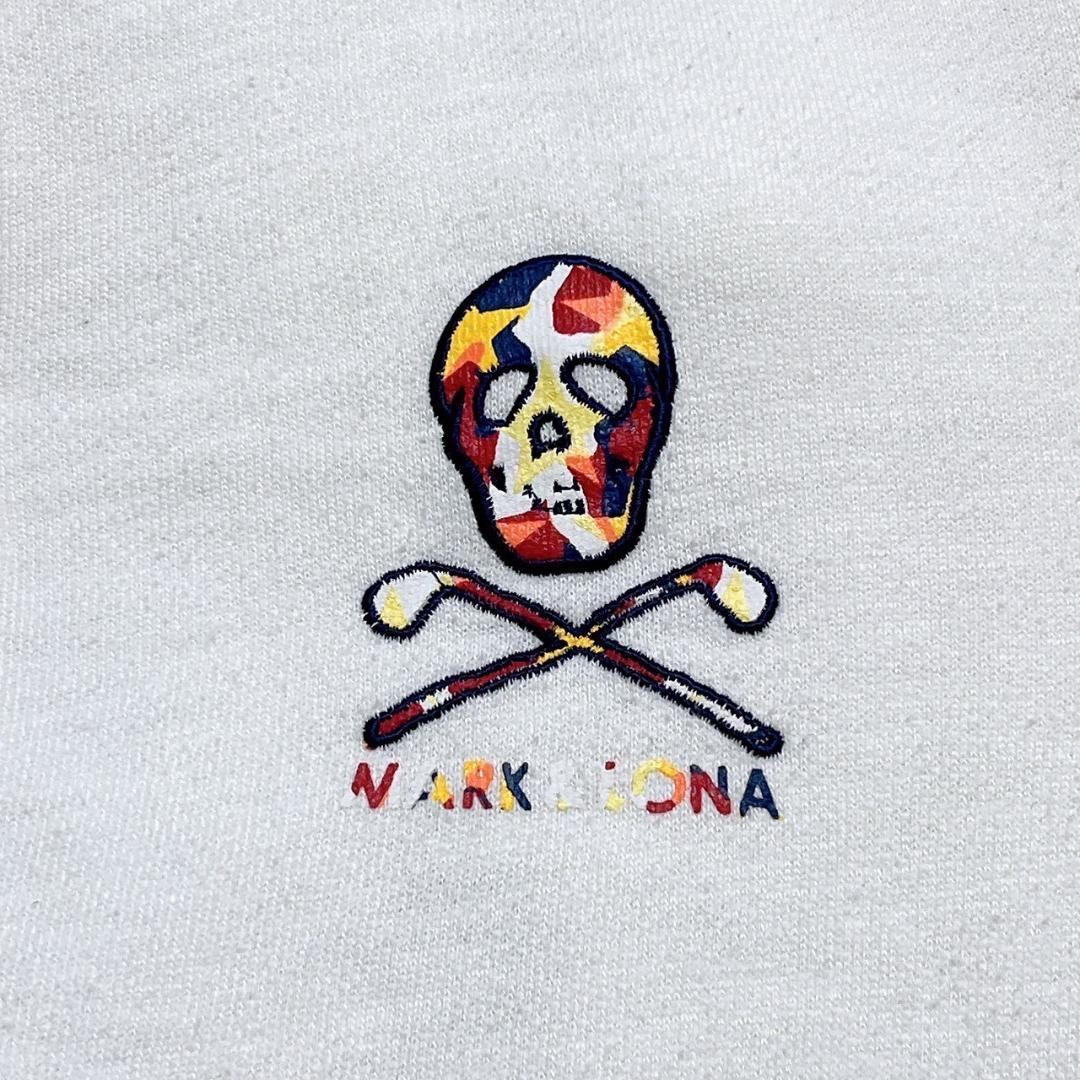 現行 MARK & LONA ホワイトパーカー フーディー S ドクロ