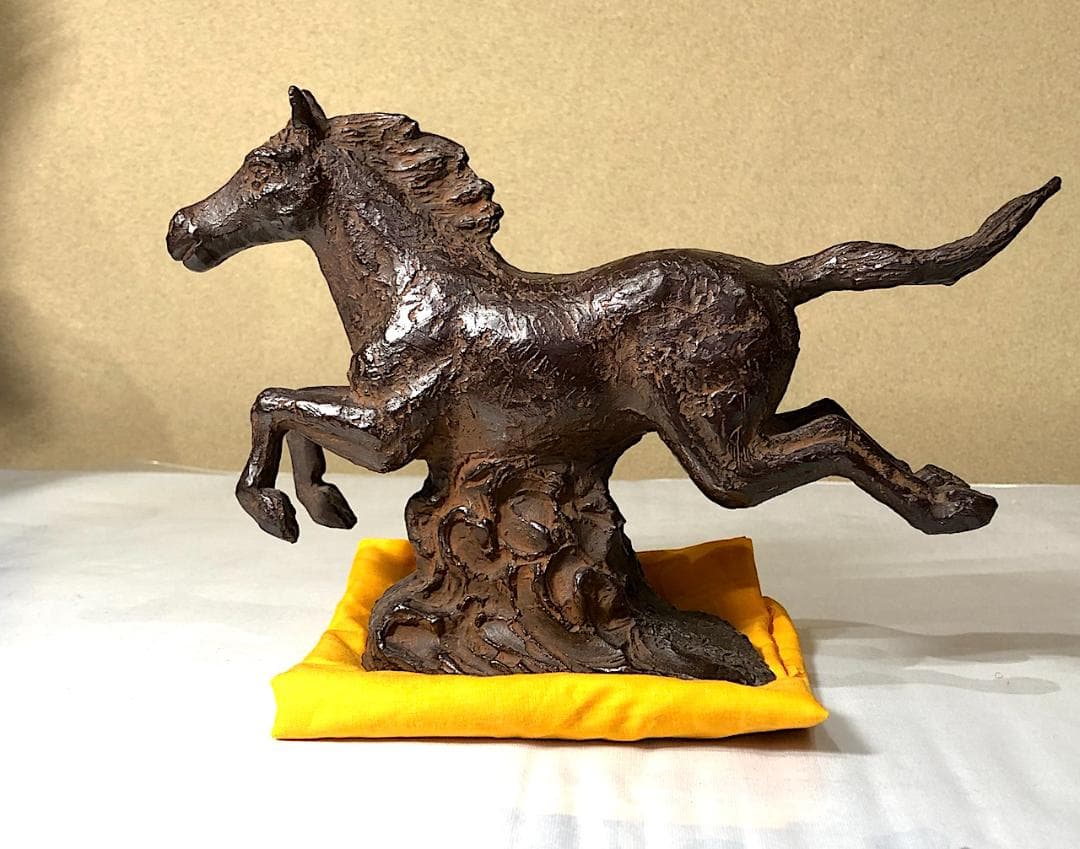 置物 ブロンズ　銭亀賢治 作　「雅風」　共箱　無傷　在銘。