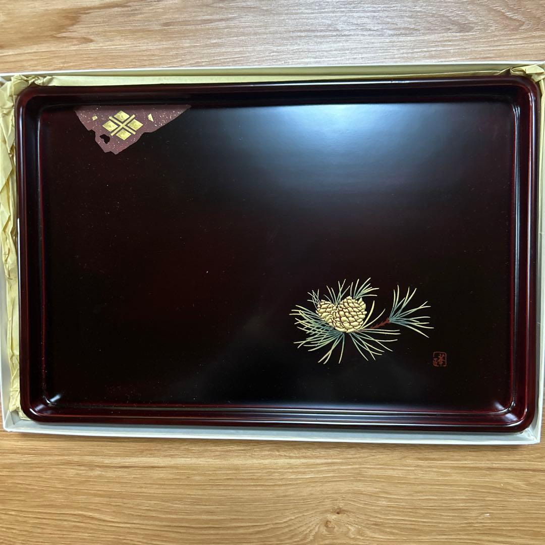 伝統工芸 秀衡塗 長手盆 蒔絵