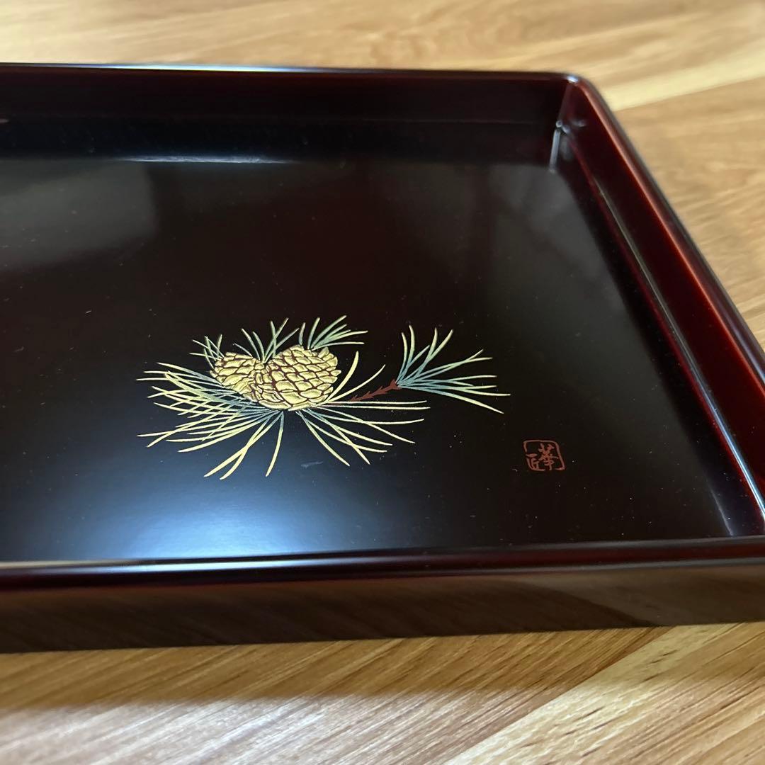 伝統工芸 秀衡塗 長手盆 蒔絵