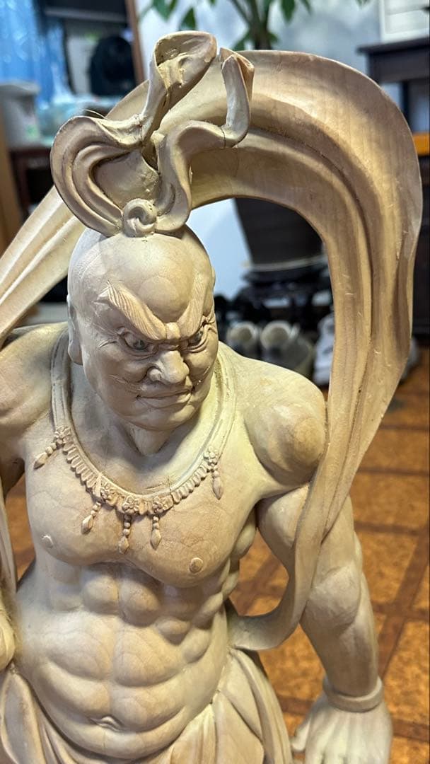 木彫　風神雷神