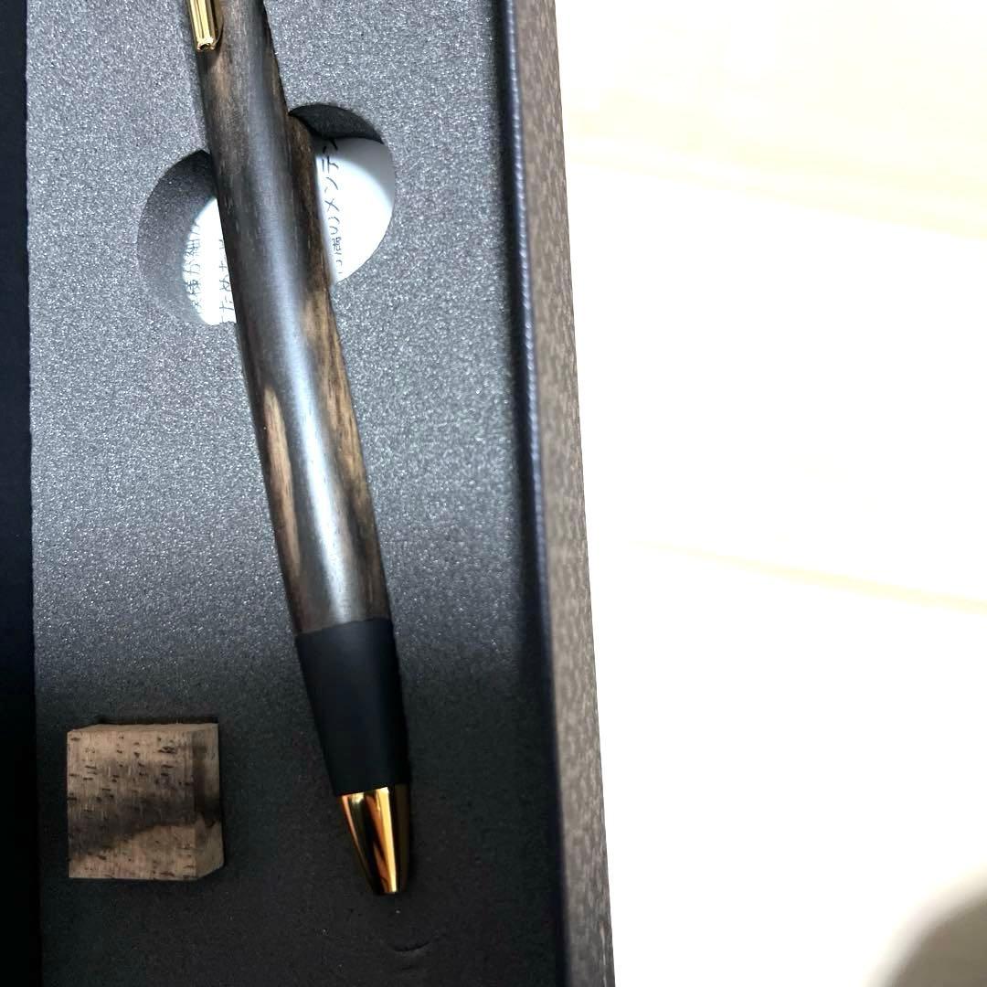 【新品・未使用】野原工芸 ボールペン 黒柿 スリム ゴールド