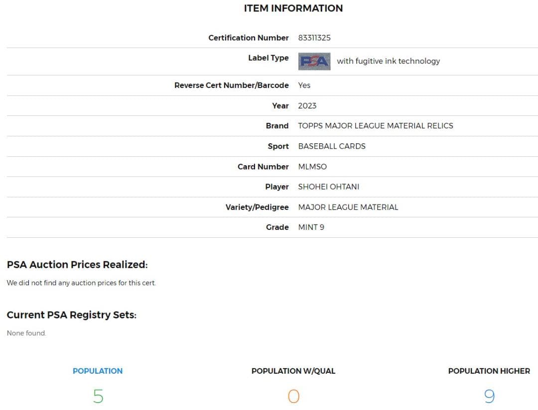 大谷翔平 2023 TOPPS MATERIAL RELICS #MLMSO