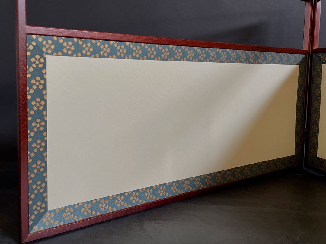 【美品】「母」 利休梅 網代 両面使い 上透かし 清満 風炉先屏風(121⑥)