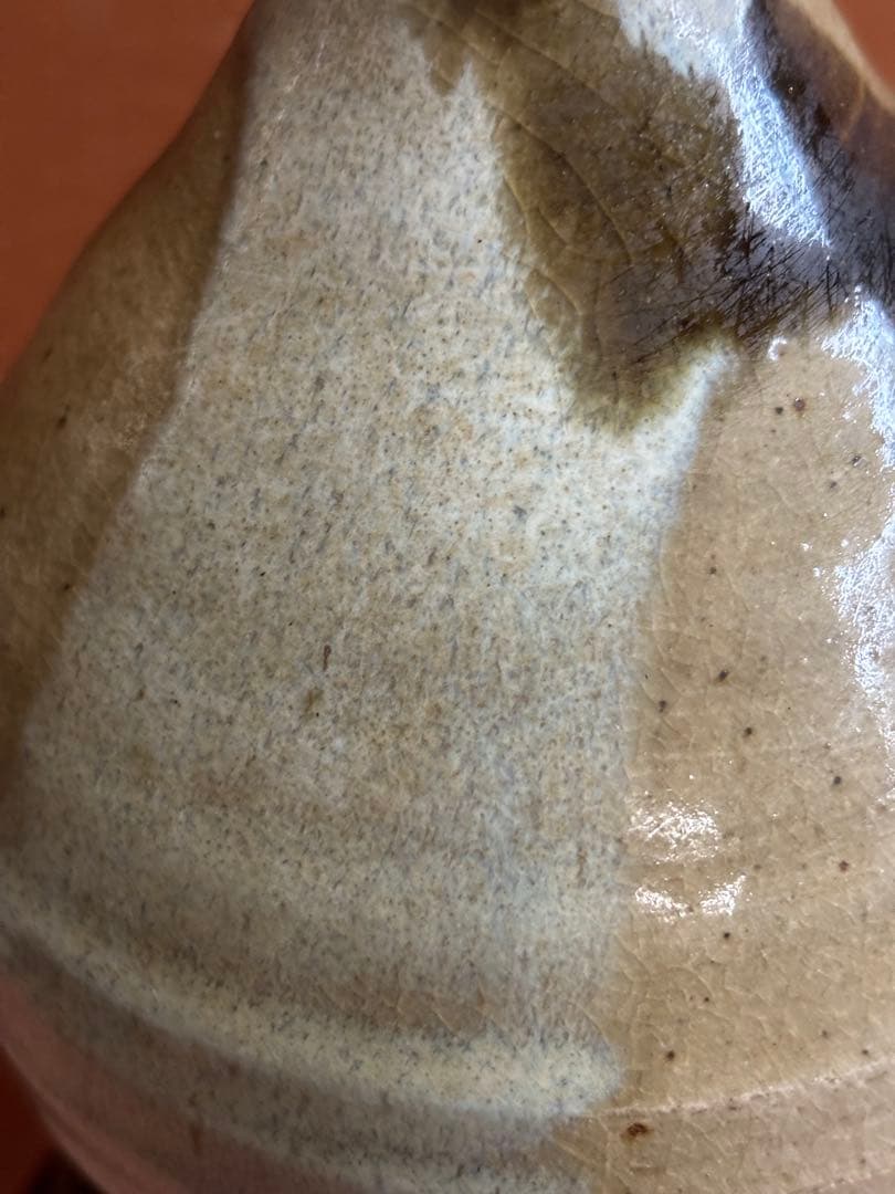 やまちゃん河井寛次郎作柿緑白釉鶴首瓶鉄釉高台盃台二客検森の初春に捧ぐ