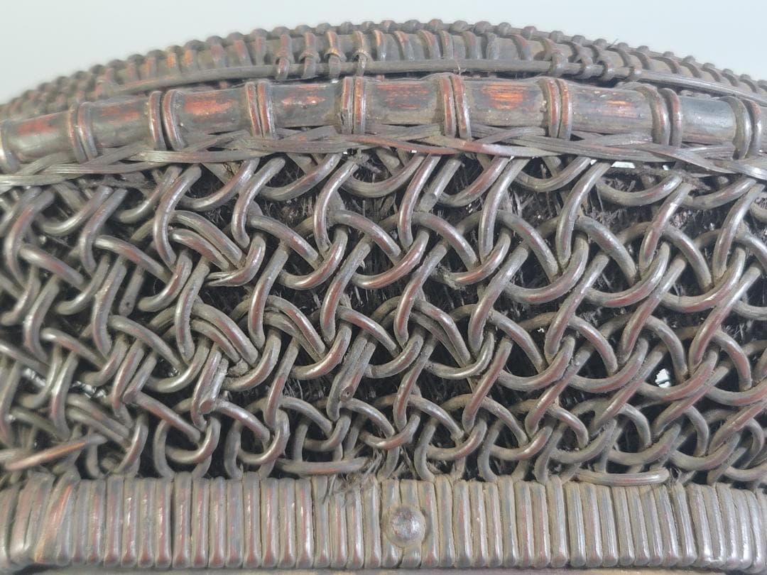 茶道具 竹網籠 炭斗 時代物 DT533