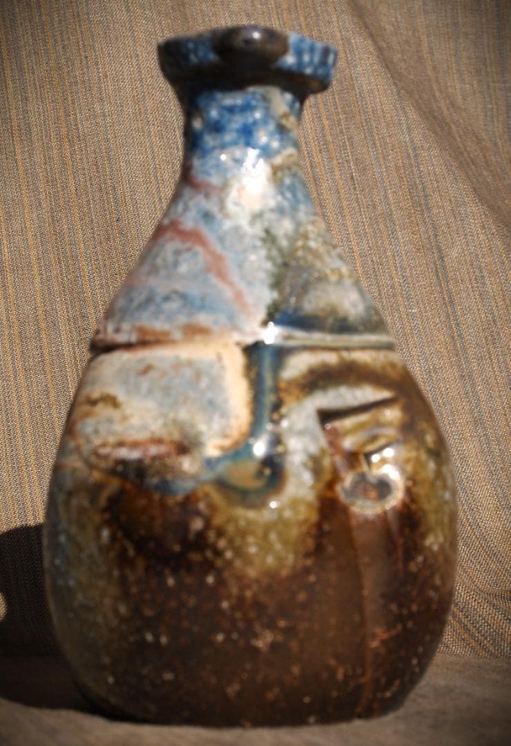 人気作家★大岩智之【師：隠崎隆一】★黒≪青窯変≫備前徳利★共箱