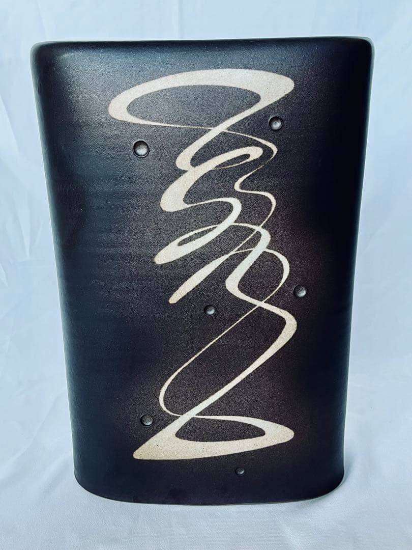 【美品】木森基人 益子焼 大型作品 象嵌紋壺