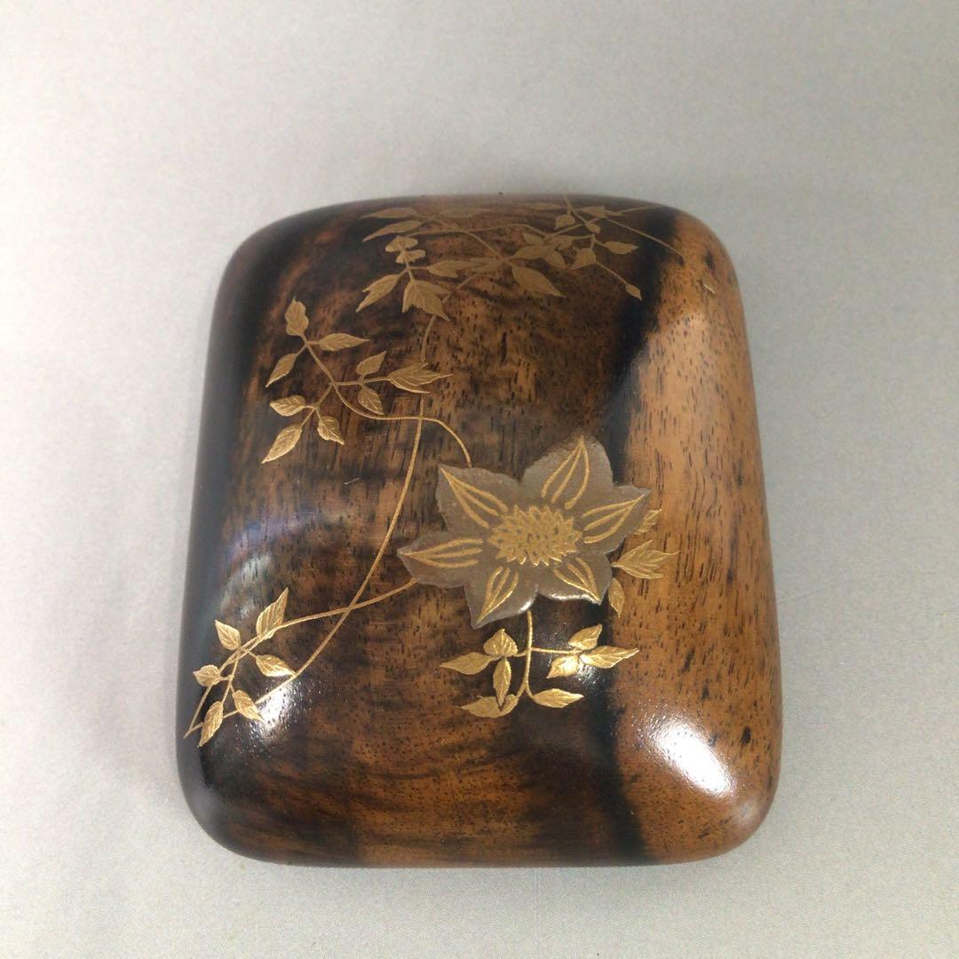 Ｒ８３６　香合　『坂田峰俊作』『鉄線蒔絵』『琳派香合』　共箱　茶道具