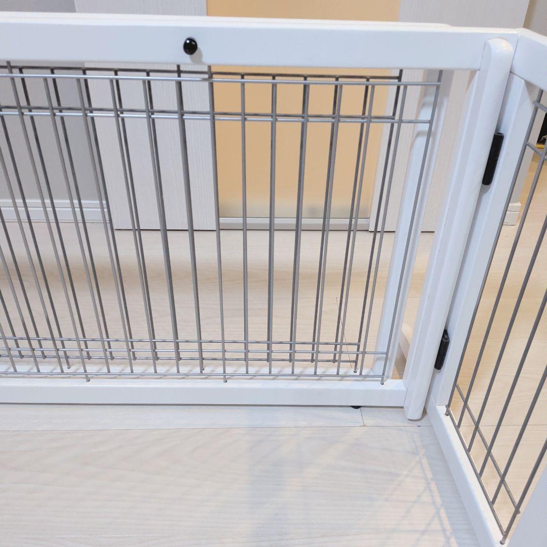 ペット用 木製おくだけゲート ホワイト　ワイド
