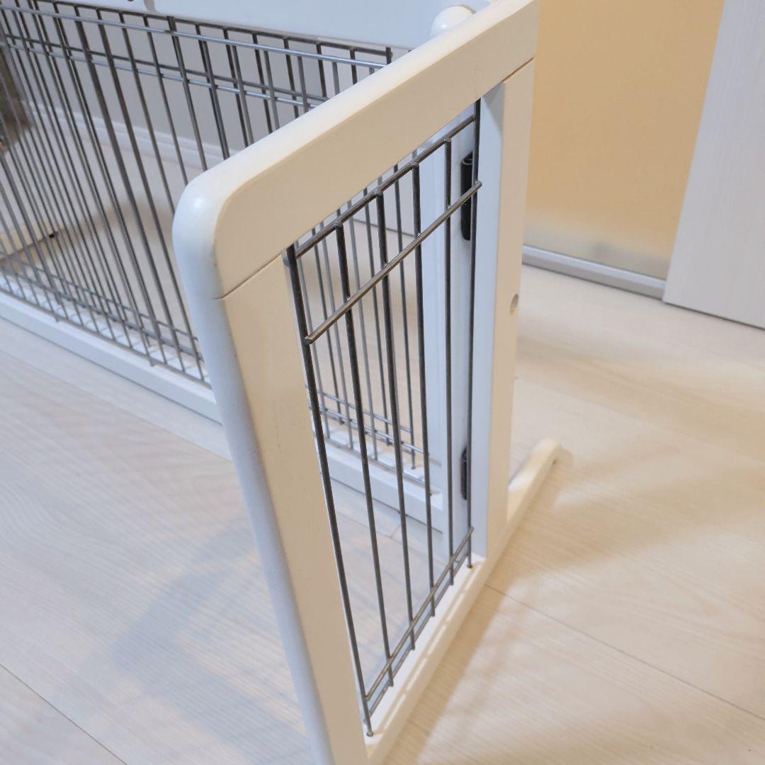 ペット用 木製おくだけゲート ホワイト　ワイド