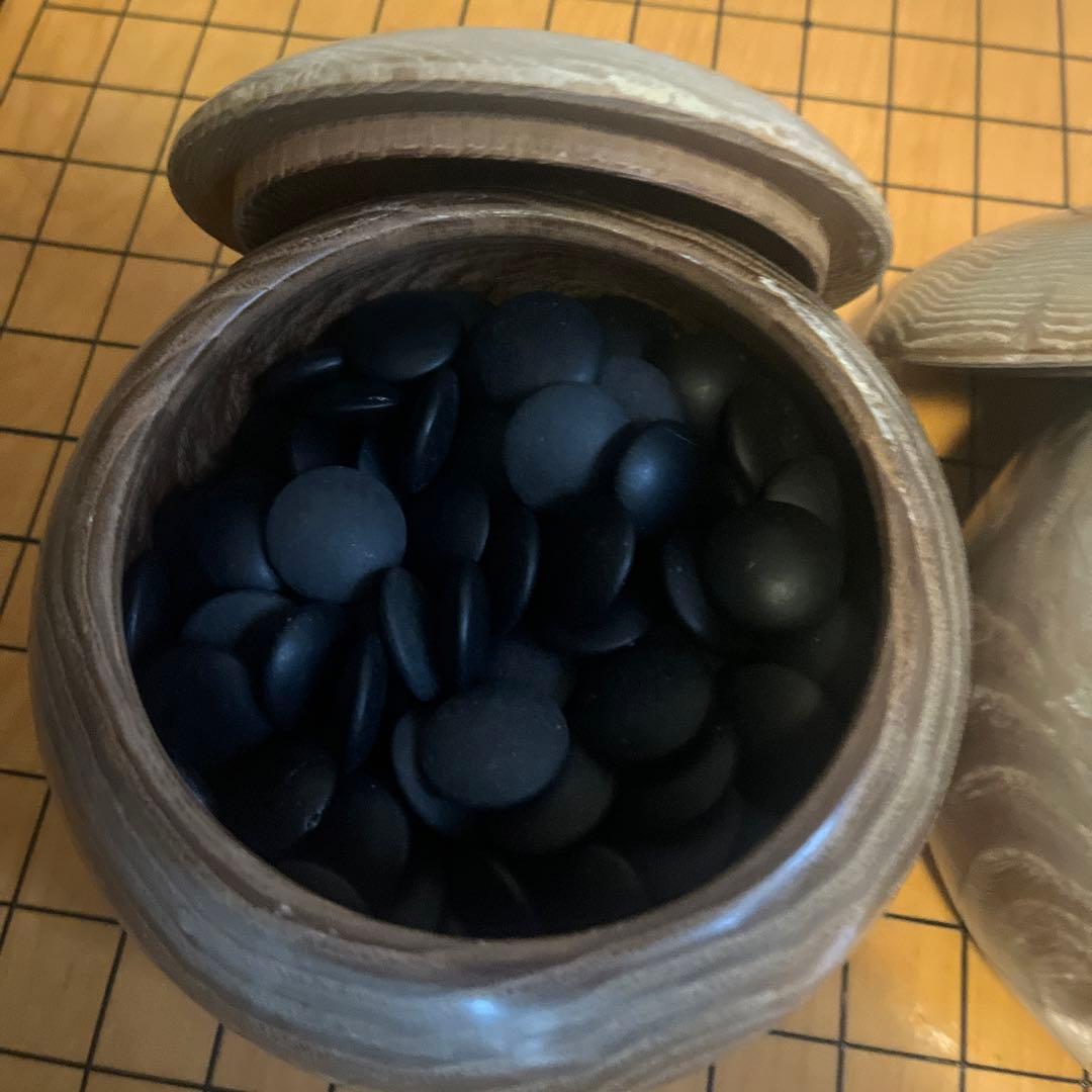 昭和レトロ 木製 脚付き へそあり 囲碁版 囲碁盤 中形5寸　ケース付き