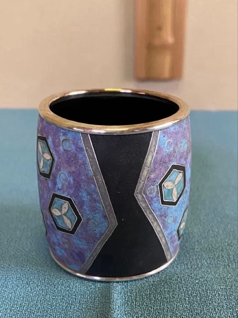 茶道具/蓋置 上沼緋佐子　泥釉七宝『亀甲文 いにしえ』