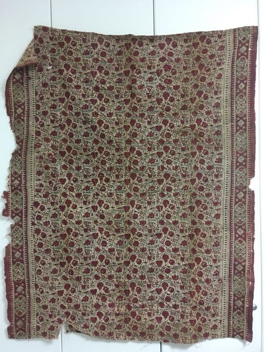 アンティーク　古手手描き鬼更紗（おにざらさ）　インド更紗 ヴィンテージ
