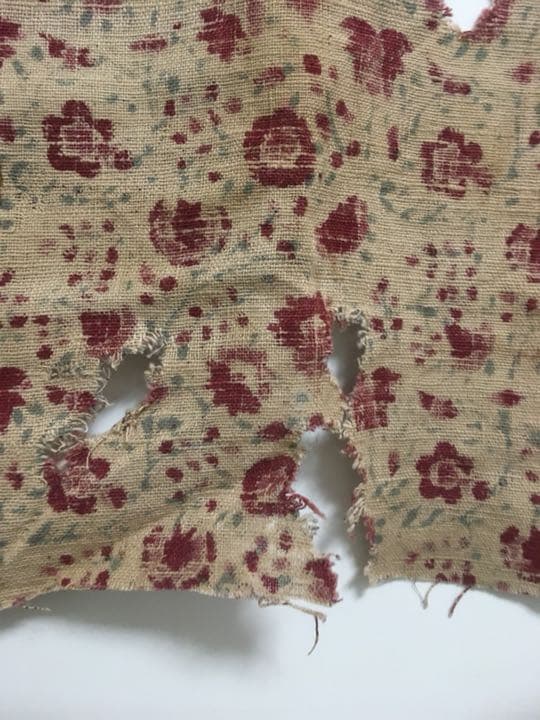 アンティーク　古手手描き鬼更紗（おにざらさ）　インド更紗 ヴィンテージ