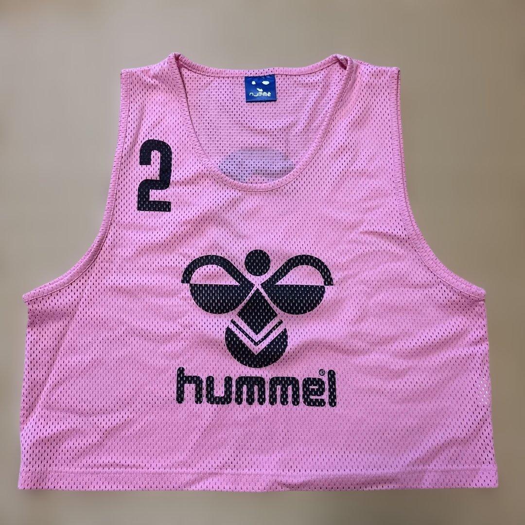 hummel 厚手メッシュビブス ピンク 番号2-11 大人用