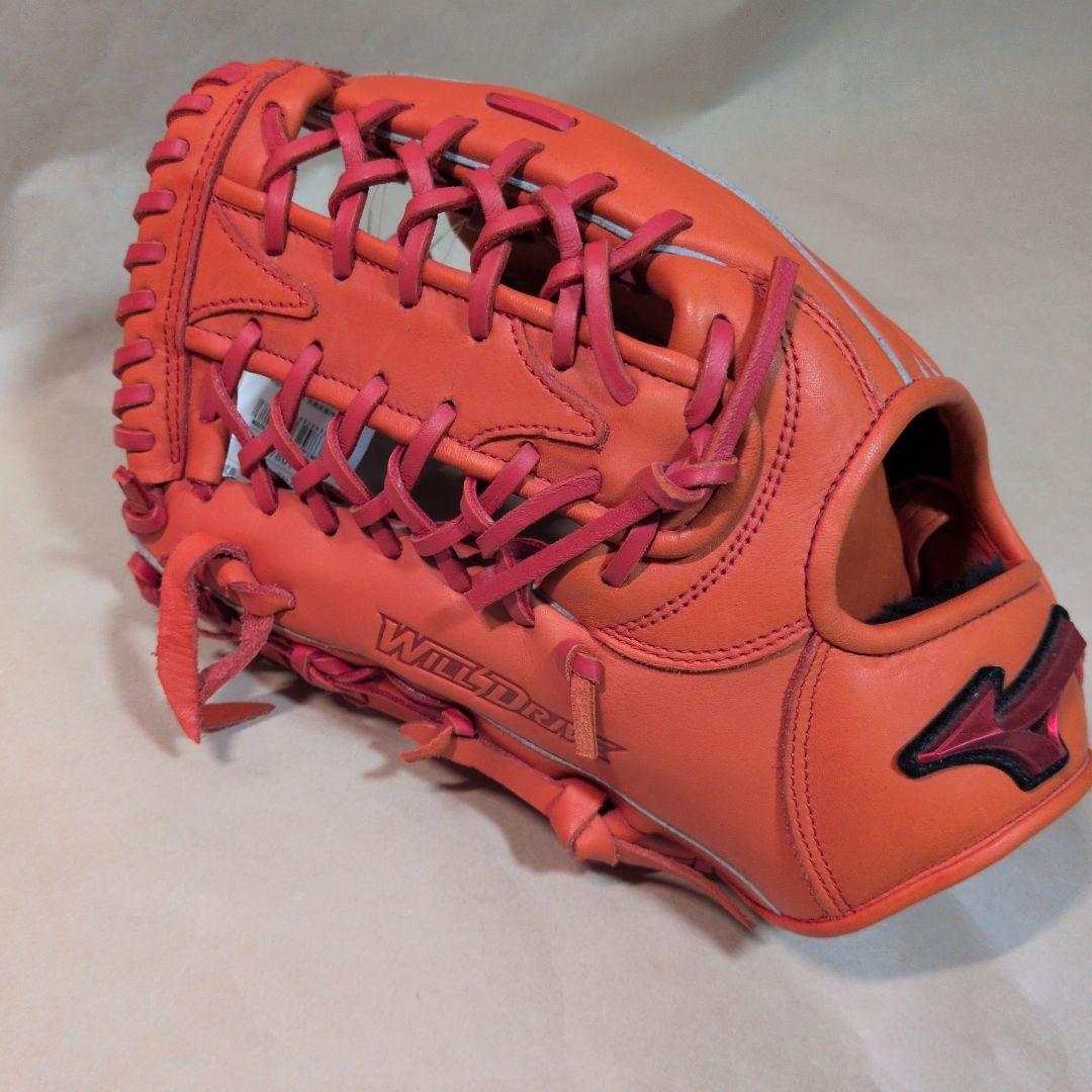 ミズノ:左投げ用:軟式用グラブ:外野手用:サイズ14:オレンジ