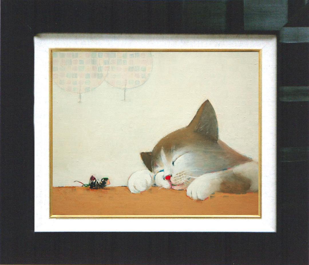 油絵 菅家令子 絵 絵画インテリアF4-072019 子猫と女の子蟻んこちゃん