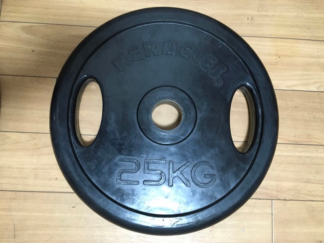 ①HERACLES バーベルプレート 25kg x 1枚穴径50mm(同時購入)