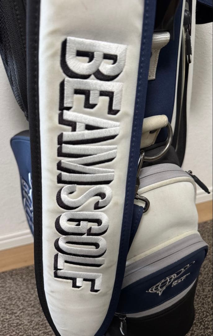 BEAMS GOLF スタンドキャディバッグ ネイビー/ホワイト 中古品