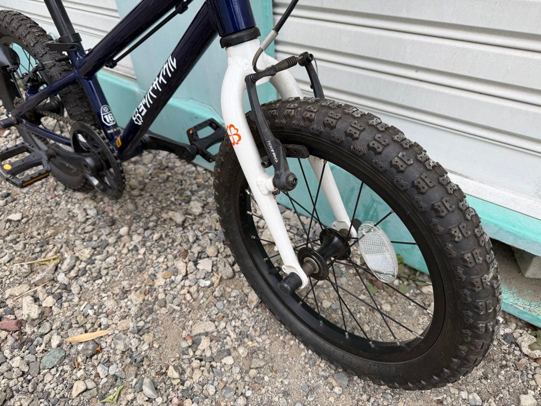 【引取限定】室内保管 ヨツバサイクル　16インチ キッズバイク ネイビー 自転車