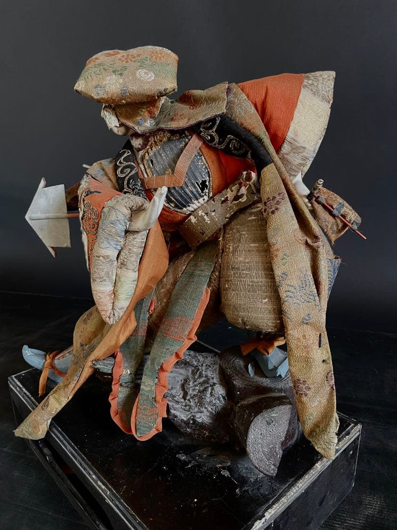 「母」 江戸期 特大 竹田人形 時代人形 武者人形 衣装人形 木製箱 （柱）