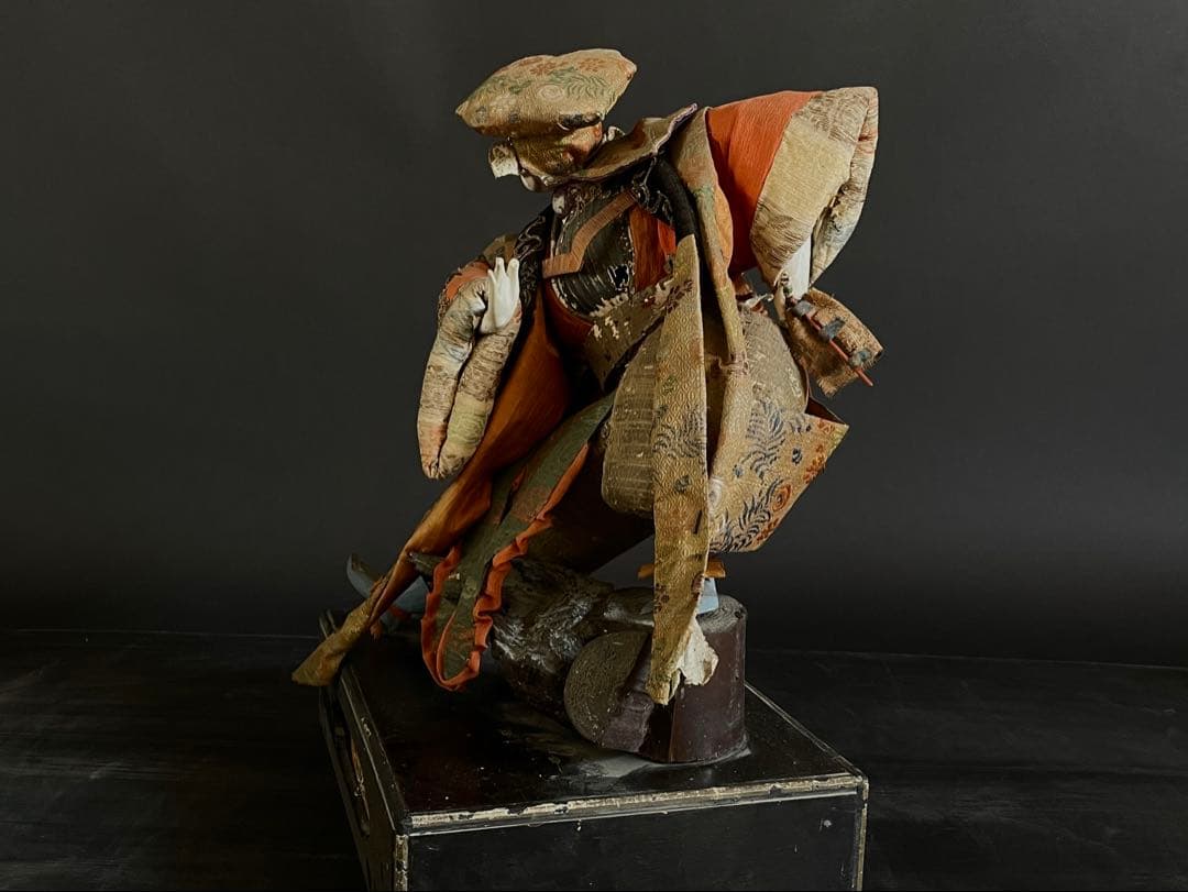 「母」 江戸期 特大 竹田人形 時代人形 武者人形 衣装人形 木製箱 （柱）