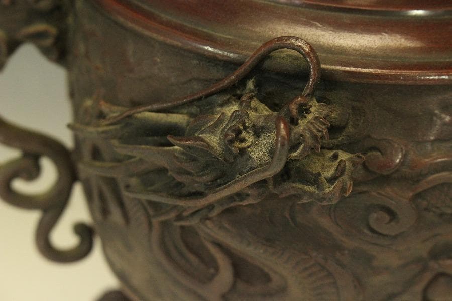 茶道具 銅花器 獣双耳 三足 526