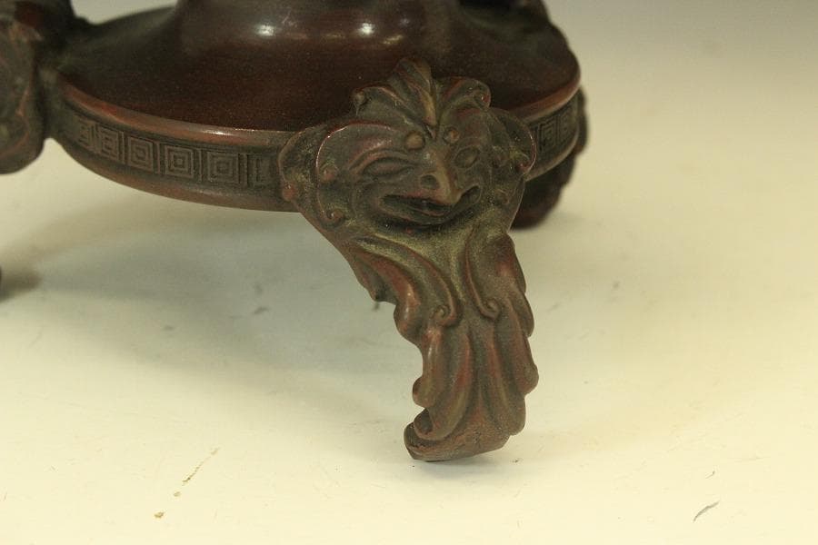 茶道具 銅花器 獣双耳 三足 526
