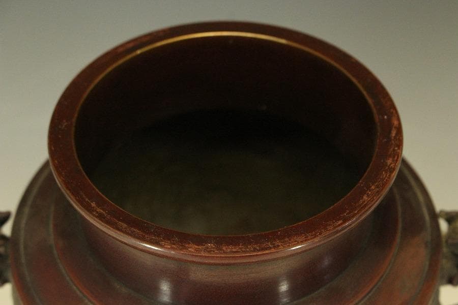 茶道具 銅花器 獣双耳 三足 526