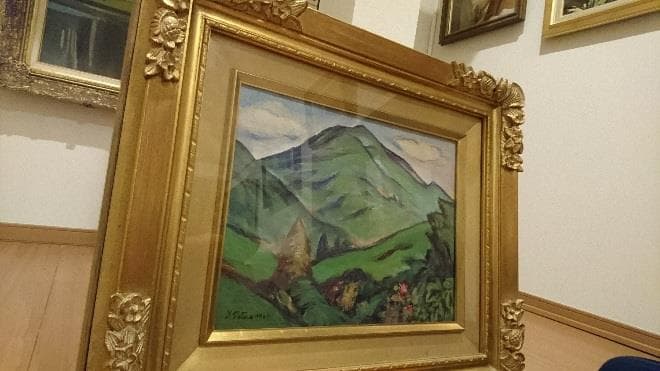 油彩絵画　風景　作者　多々羅義雄　Ｙ.ＴＡＴＡＲＡ　制作年　1960年代