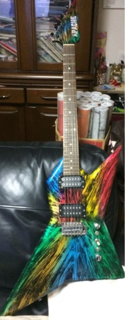 エレキ ギター　エレキギター　リペイント　オリジナル　カラフル　レインボー　虹