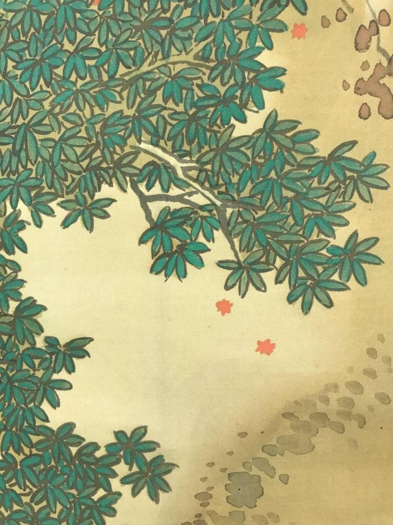 【真作】菅天嶺/紅葉渓水図/秋景山水図/山水図/掛軸/名家伝来/AD-761