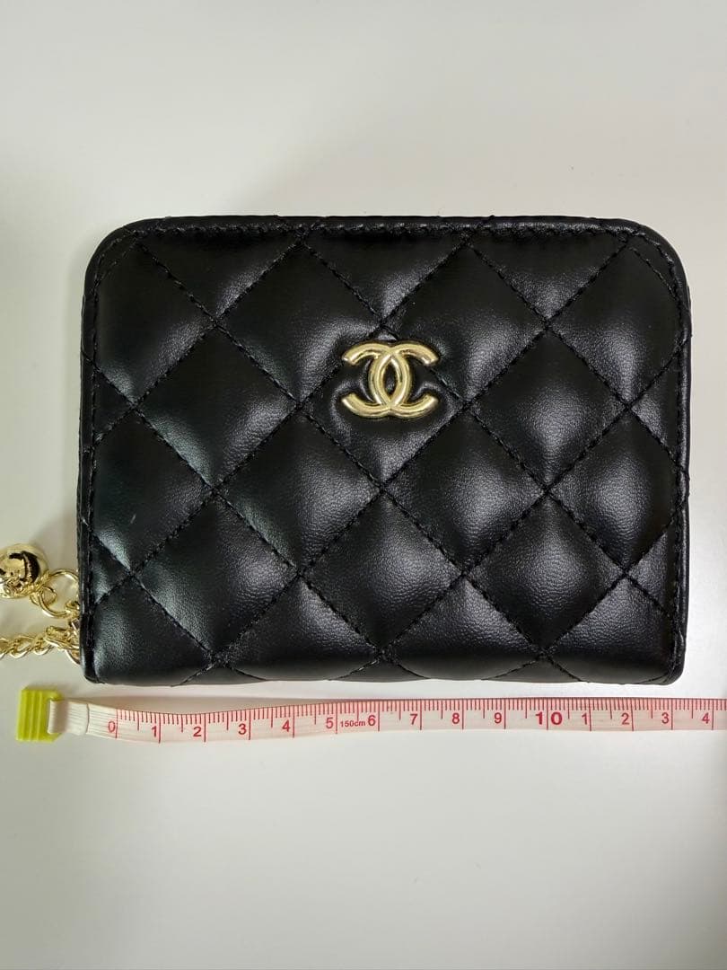 CHANEL ブラックレザー財布 キルティング ノベルティ