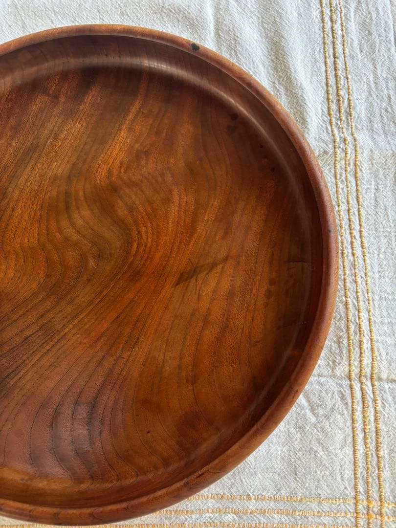 くりぬき盆 38cm お盆 円形盆　昭和　アンティーク　古道具