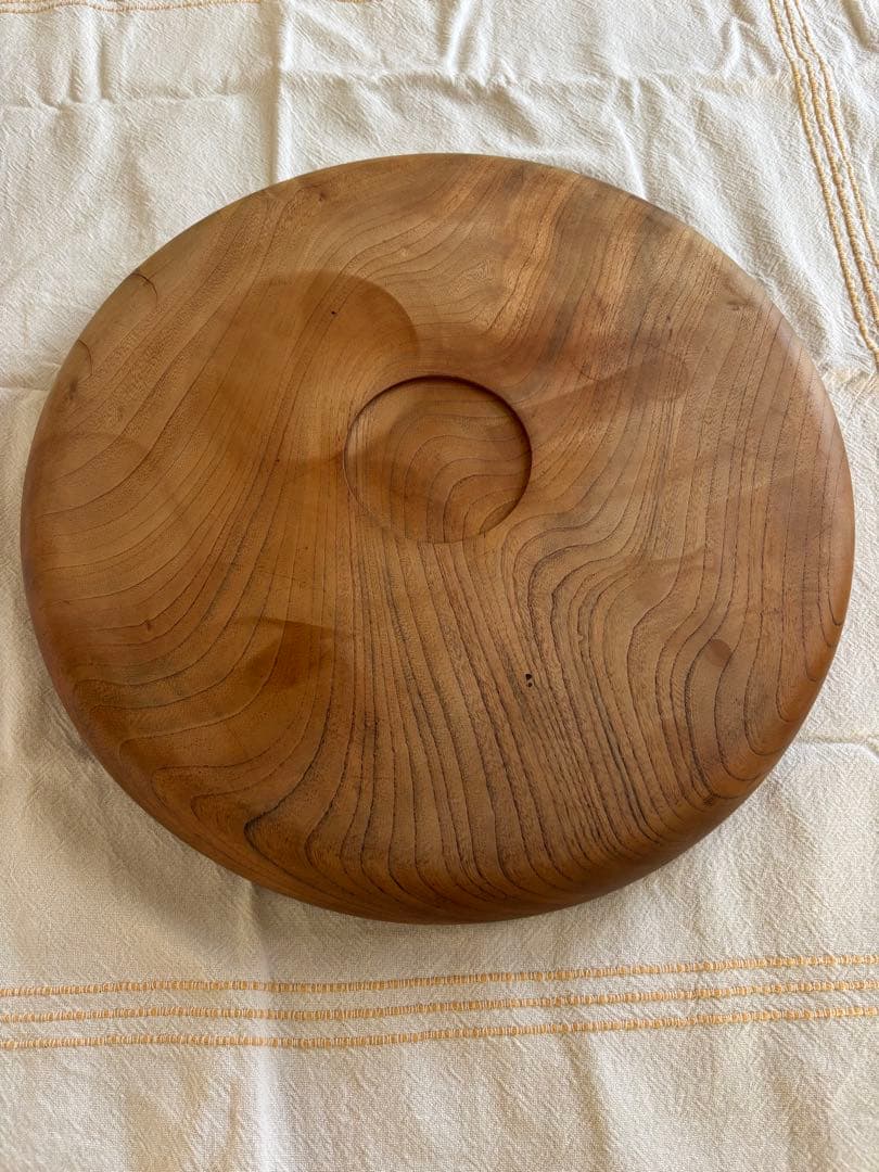 くりぬき盆 38cm お盆 円形盆　昭和　アンティーク　古道具